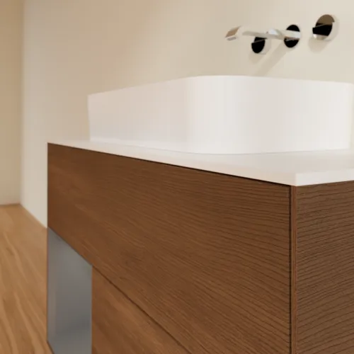 Bild von VILLEROY BOCH Finion Waschbeckenunterschrank, mit Beleuchtung, 2 Auszüge, 1000 x 603 x 501 mm, Walnut Veneer / Anthracite Matt Lacquer / Glass White Matt #G651GKGN