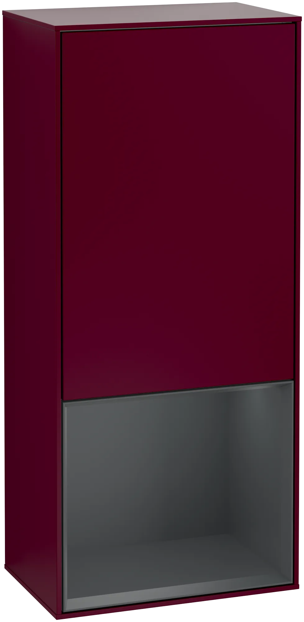 Bild von VILLEROY BOCH Finion Seitenschrank, mit Beleuchtung, 1 Tür, 418 x 936 x 270 mm, Peony Matt Lacquer / Midnight Blue Matt Lacquer #G550HGHB