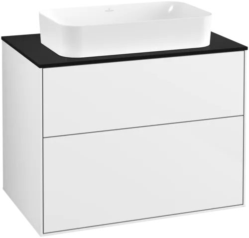 Bild von VILLEROY BOCH Finion Waschbeckenunterschrank, mit Beleuchtung, 2 Auszüge, 800 x 603 x 501 mm, Glossy White Lacquer / Glass Black Matt #G63200GF