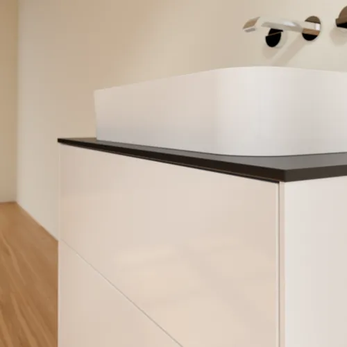 Bild von VILLEROY BOCH Finion Waschbeckenunterschrank, mit Beleuchtung, 2 Auszüge, 800 x 603 x 501 mm, Glossy White Lacquer / Glass Black Matt #G63200GF