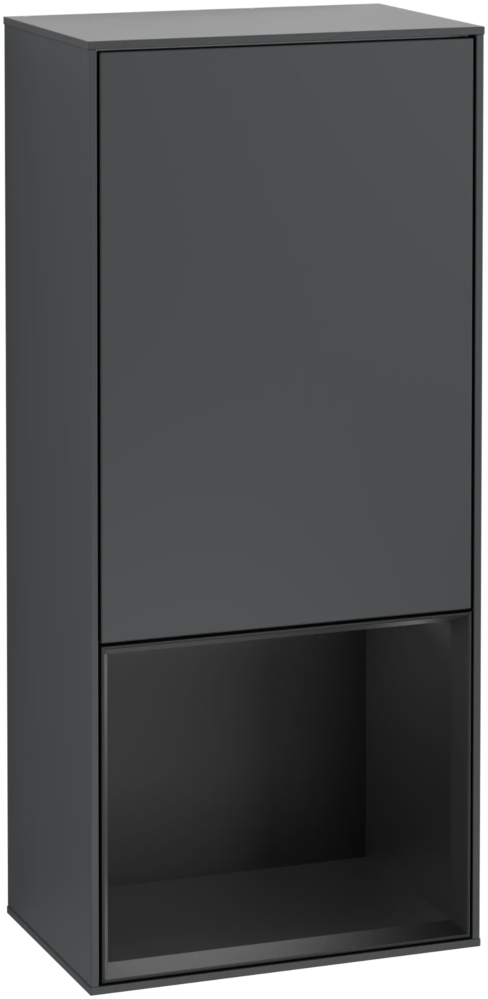 Bild von VILLEROY BOCH Finion Seitenschrank, mit Beleuchtung, 1 Tür, 418 x 936 x 270 mm, Midnight Blue Matt Lacquer / Black Matt Lacquer #G540PDHG
