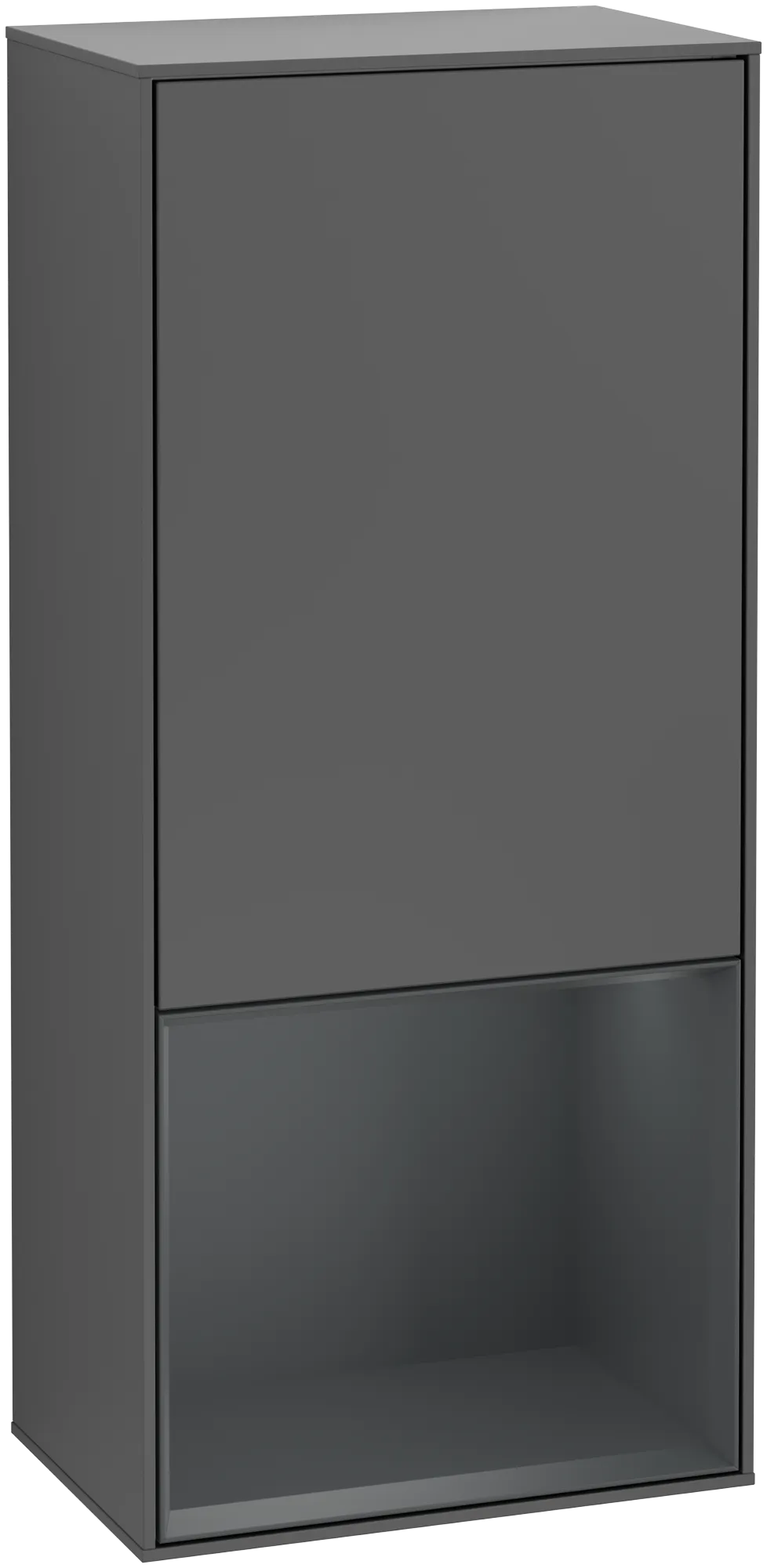 Bild von VILLEROY BOCH Finion Seitenschrank, mit Beleuchtung, 1 Tür, 418 x 936 x 270 mm, Anthracite Matt Lacquer / Midnight Blue Matt Lacquer #G540HGGK