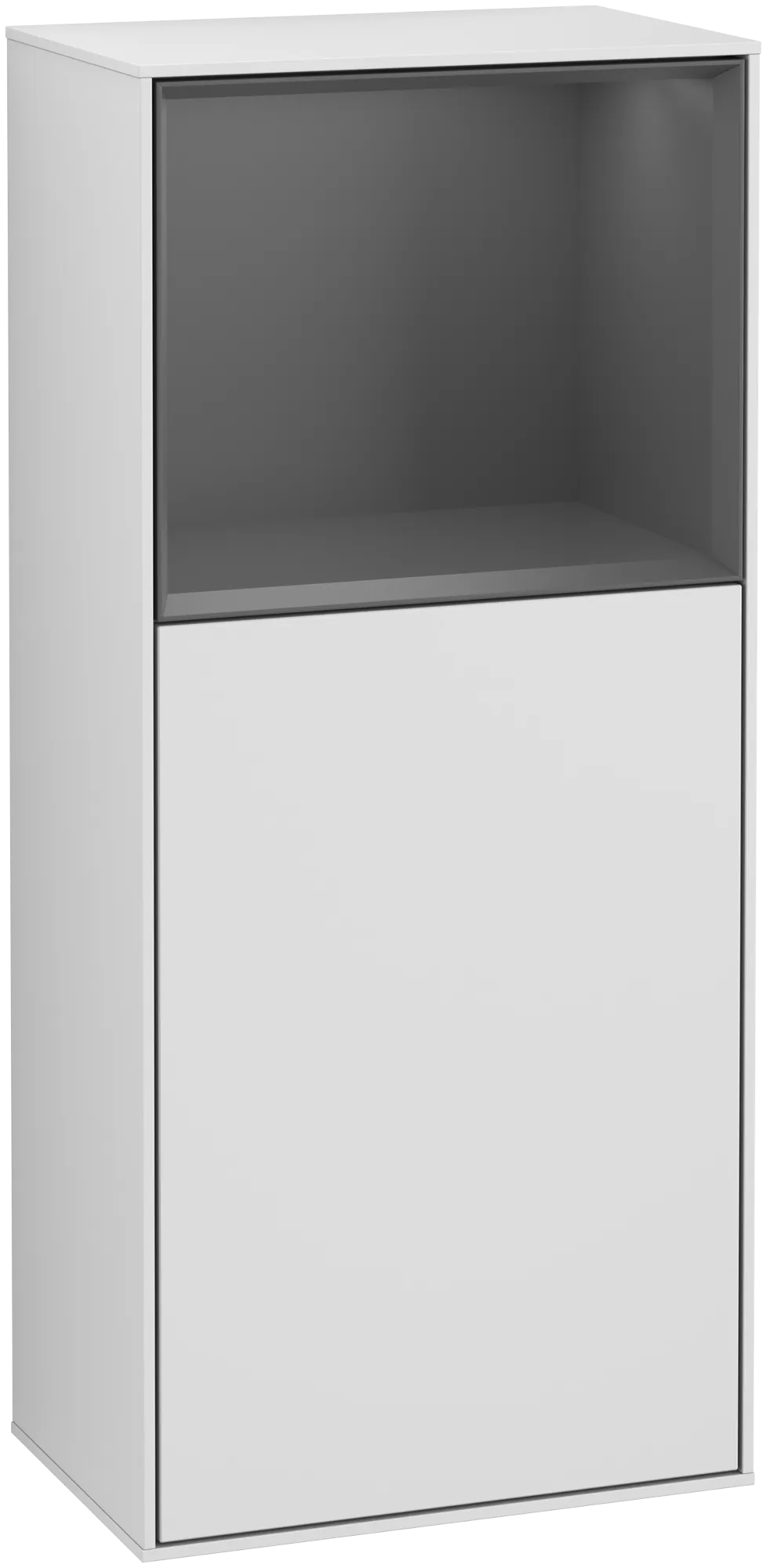 Bild von VILLEROY BOCH Finion Seitenschrank, mit Beleuchtung, 1 Tür, 418 x 936 x 270 mm, White Matt Lacquer / Anthracite Matt Lacquer #G510GKMT