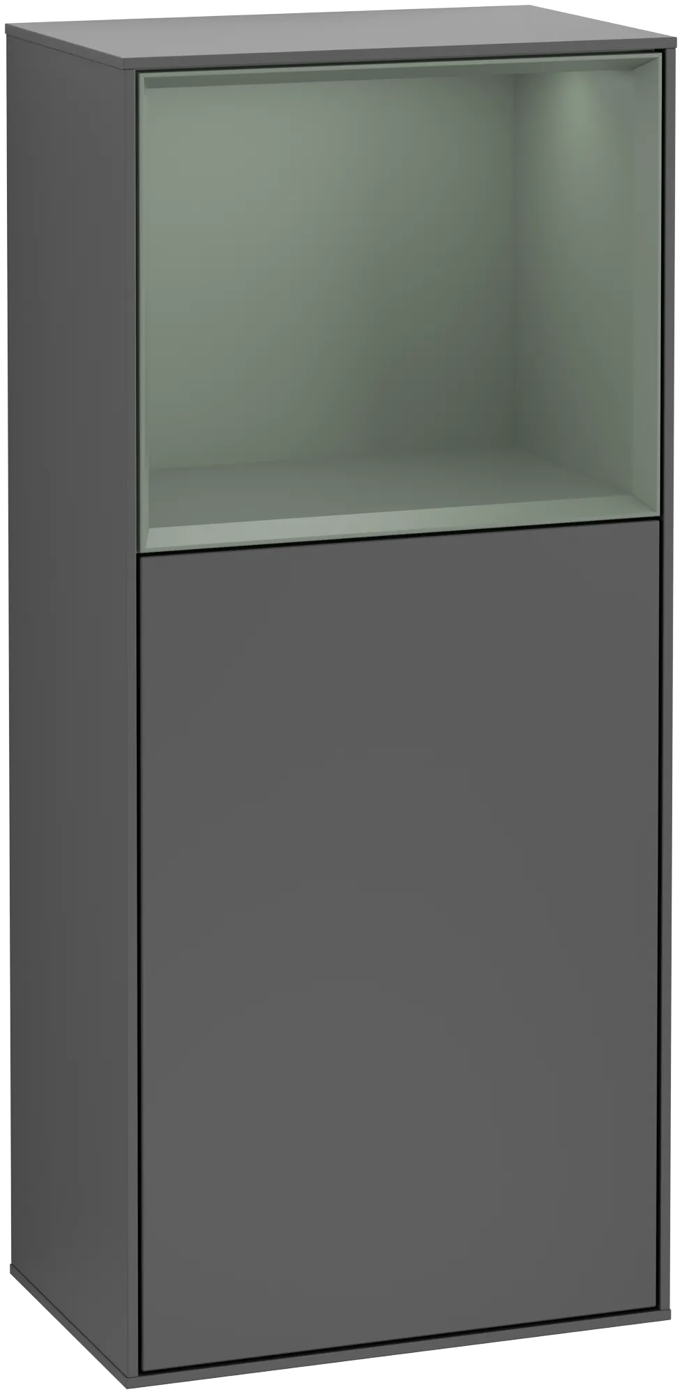 Obrázek VILLEROY BOCH Finion Side cabinet, with lighting, 1 door, 418 x 936 x 270 mm, Anthracite Matt Lacquer / Olive Matt Lacquer #G500GMGK