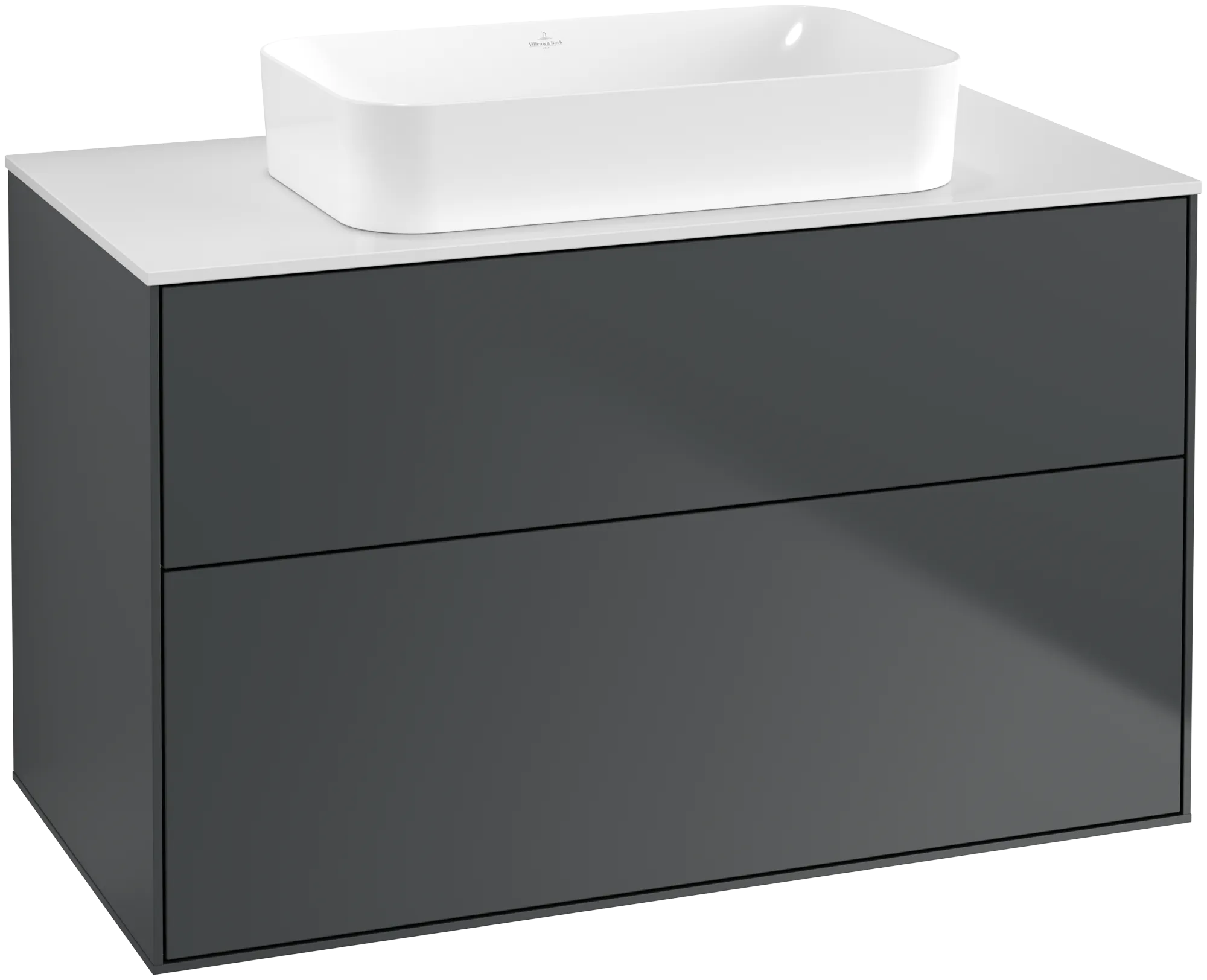 Bild von VILLEROY BOCH Finion Waschbeckenunterschrank, mit Beleuchtung, 2 Auszüge, 1000 x 603 x 501 mm, Midnight Blue Matt Lacquer / Glass White Matt #G64100HG