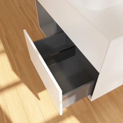 Bild von VILLEROY BOCH Finion Waschbeckenunterschrank, mit Beleuchtung, 2 Auszüge, 1000 x 603 x 501 mm, White Matt Lacquer / Anthracite Matt Lacquer / Glass White Matt #G651GKMT