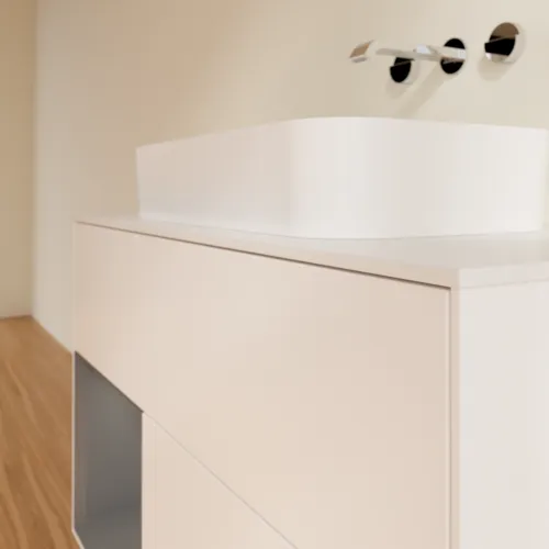Bild von VILLEROY BOCH Finion Waschbeckenunterschrank, mit Beleuchtung, 2 Auszüge, 1000 x 603 x 501 mm, White Matt Lacquer / Anthracite Matt Lacquer / Glass White Matt #G651GKMT