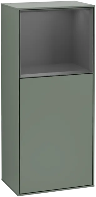 Bild von VILLEROY BOCH Finion Seitenschrank, mit Beleuchtung, 1 Tür, 418 x 936 x 270 mm, Olive Matt Lacquer / Anthracite Matt Lacquer #G500GKGM