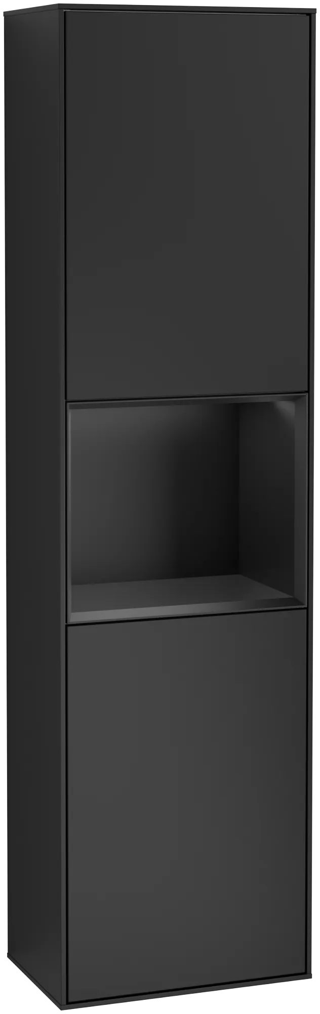 Obrázek VILLEROY BOCH Finion Tall cabinet, with lighting, 2 doors, 418 x 1516 x 270 mm, Black Matt Lacquer / Black Matt Lacquer #G460PDPD