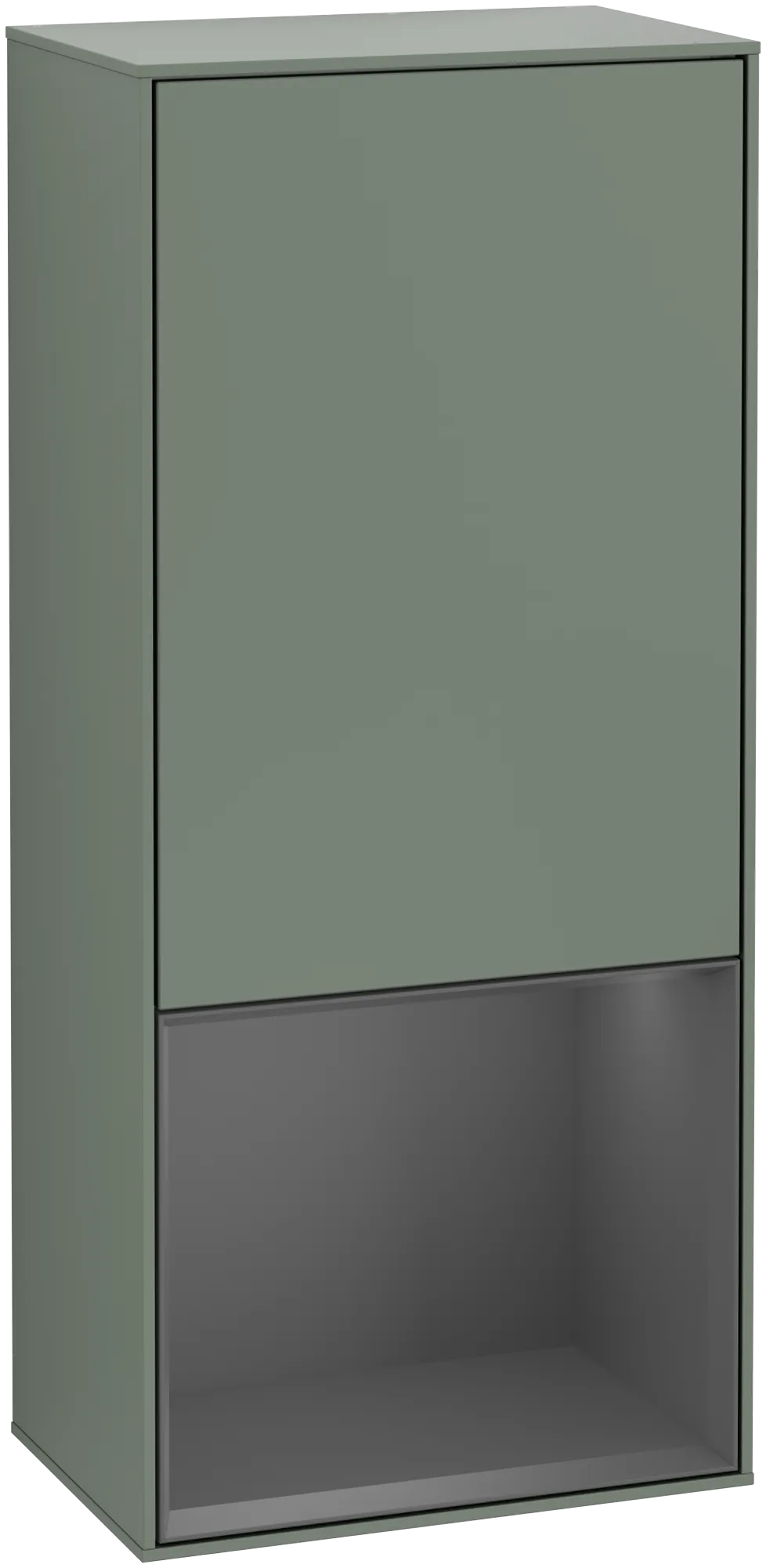 Obrázek VILLEROY BOCH Finion Side cabinet, with lighting, 1 door, 418 x 936 x 270 mm, Olive Matt Lacquer / Anthracite Matt Lacquer #G550GKGM