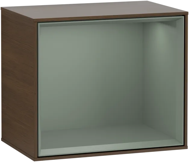 Bild von VILLEROY BOCH Finion Regalmodul, mit Beleuchtung, 418 x 340 x 270 mm, Walnut Veneer / Olive Matt Lacquer #G580GMGN