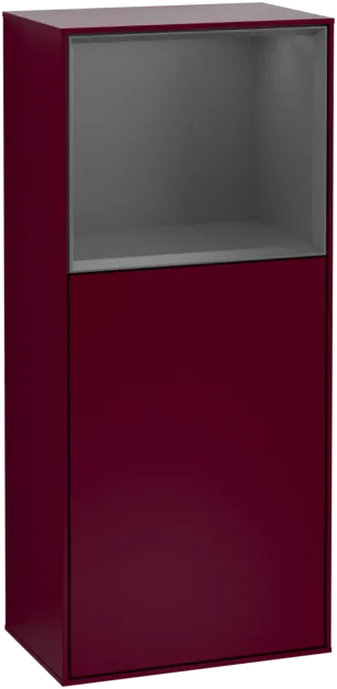 Bild von VILLEROY BOCH Finion Seitenschrank, mit Beleuchtung, 1 Tür, 418 x 936 x 270 mm, Peony Matt Lacquer / Anthracite Matt Lacquer #G510GKHB