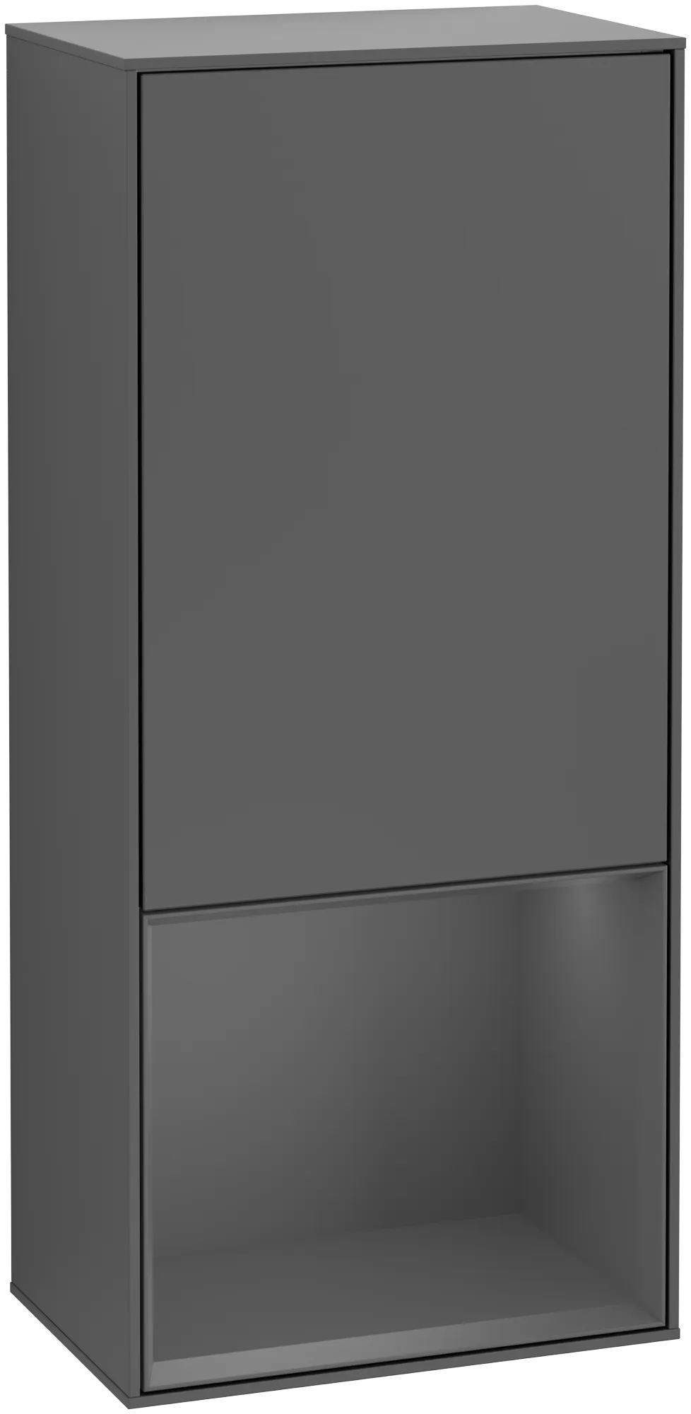 Bild von VILLEROY BOCH Finion Seitenschrank, mit Beleuchtung, 1 Tür, 418 x 936 x 270 mm, Anthracite Matt Lacquer / Anthracite Matt Lacquer #G540GKGK