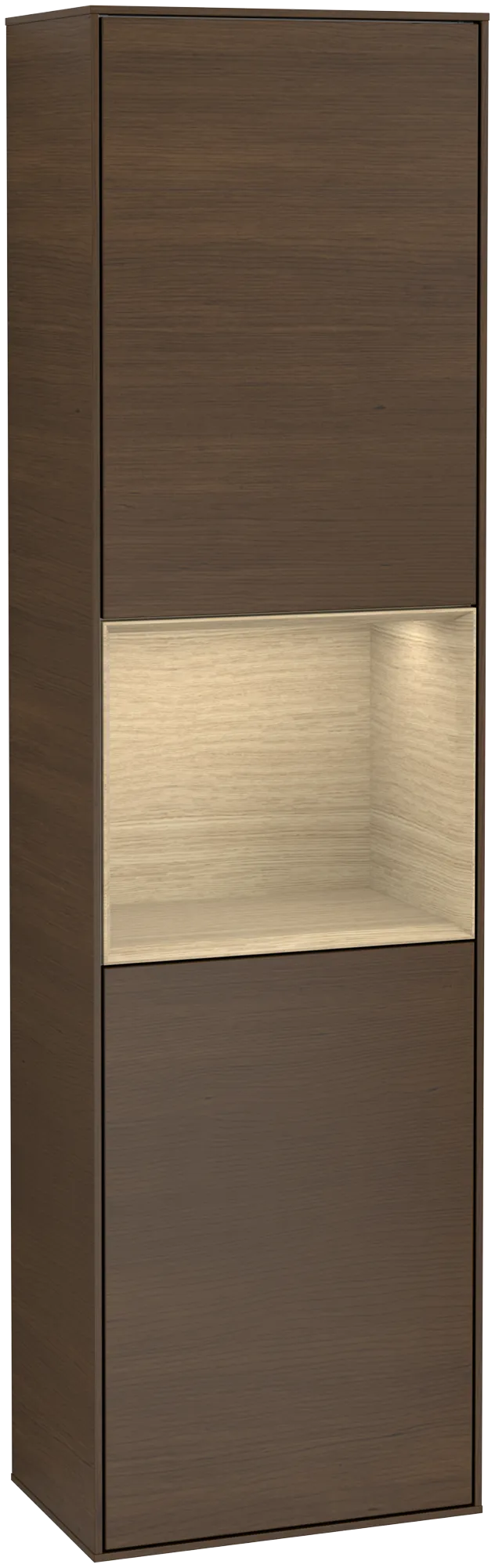 Bild von VILLEROY BOCH Finion Hochschrank, mit Beleuchtung, 2 Türen, 418 x 1516 x 270 mm, Walnut Veneer / Oak Veneer #G470PCGN