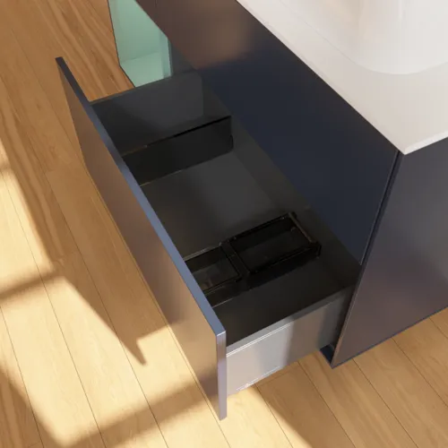 Bild von VILLEROY BOCH Finion Waschbeckenunterschrank, mit Beleuchtung, 3 Auszüge, 1200 x 603 x 501 mm, Midnight Blue Matt Lacquer / Olive Matt Lacquer / Glass White Matt #G681GMHG