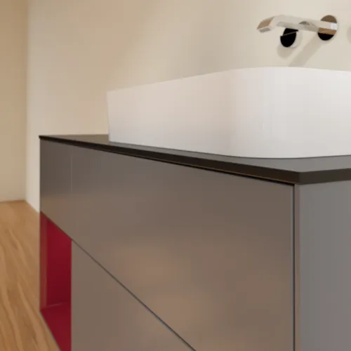Bild von VILLEROY BOCH Finion Waschbeckenunterschrank, mit Beleuchtung, 3 Auszüge, 1200 x 603 x 501 mm, Anthracite Matt Lacquer / Peony Matt Lacquer / Glass Black Matt #G682HBGK