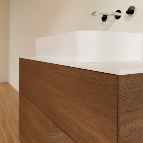 Obrázek VILLEROY BOCH Finion Vanity unit, with lighting, 2 pull-out compartments, 1000 x 603 x 501 mm, Walnut Veneer / Walnut Veneer / Glass White Matt #G661GNGN