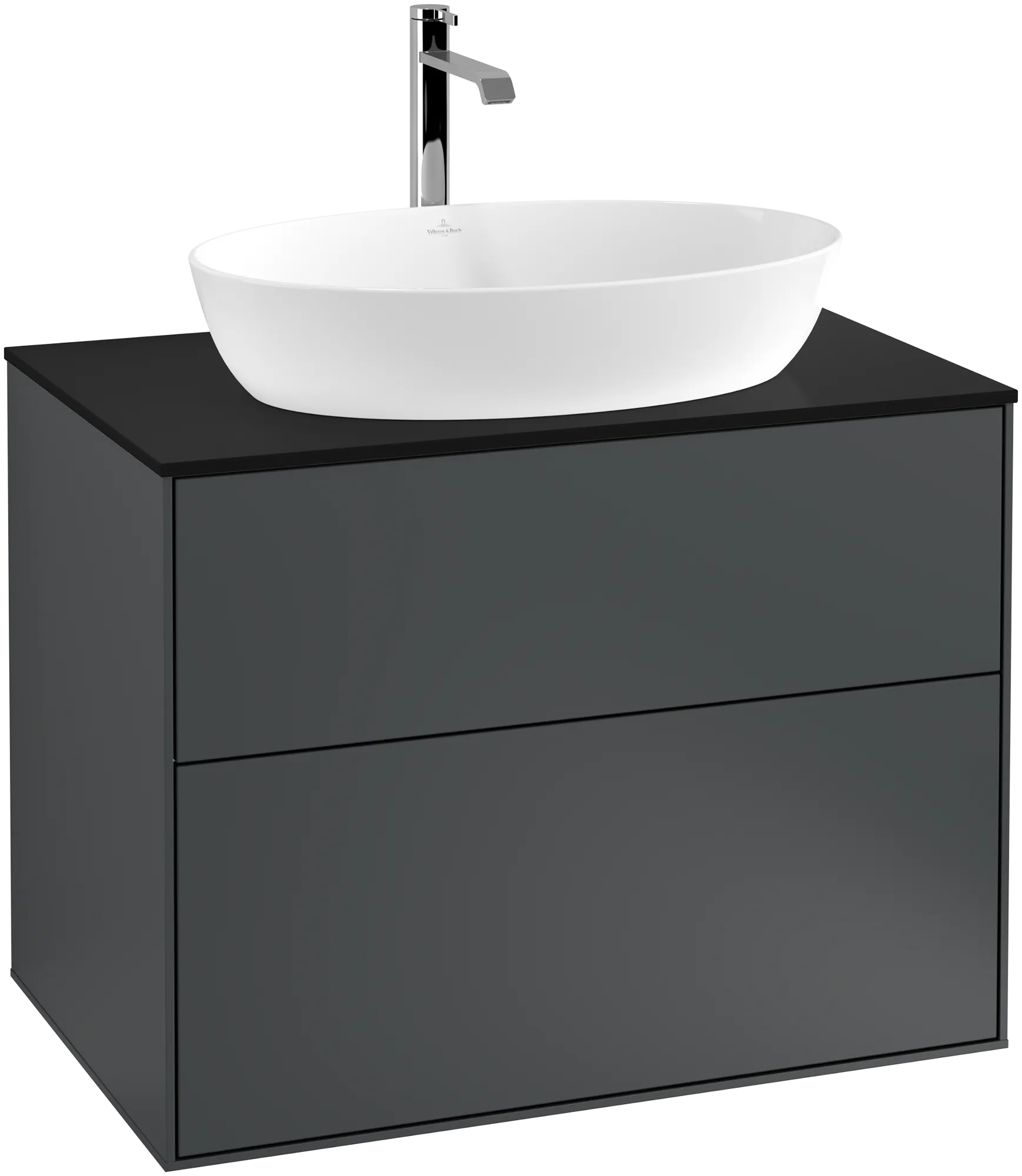 Bild von VILLEROY BOCH Finion Waschbeckenunterschrank, mit Beleuchtung, 2 Auszüge, 800 x 603 x 501 mm, Midnight Blue Matt Lacquer / Glass Black Matt #G75200HG