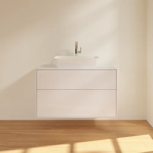 Bild von VILLEROY BOCH Finion Waschbeckenunterschrank, mit Beleuchtung, 2 Auszüge, 1000 x 603 x 501 mm, Glossy White Lacquer / Glass White Matt #G76100GF