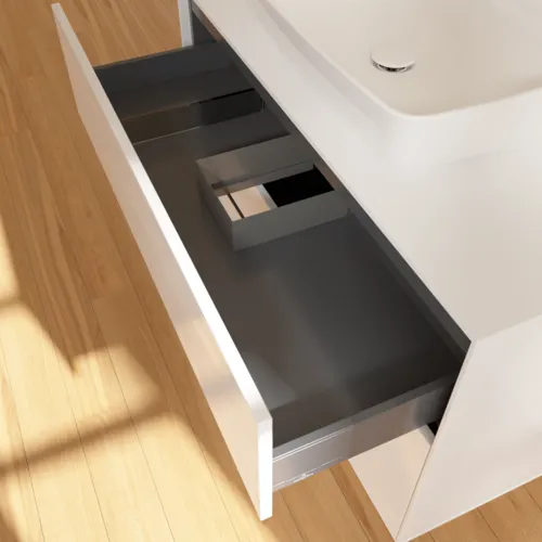 Bild von VILLEROY BOCH Finion Waschbeckenunterschrank, mit Beleuchtung, 2 Auszüge, 1000 x 603 x 501 mm, Glossy White Lacquer / Glass White Matt #G76100GF