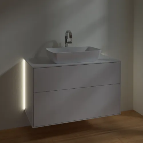 Bild von VILLEROY BOCH Finion Waschbeckenunterschrank, mit Beleuchtung, 2 Auszüge, 1000 x 603 x 501 mm, Glossy White Lacquer / Glass White Matt #G76100GF