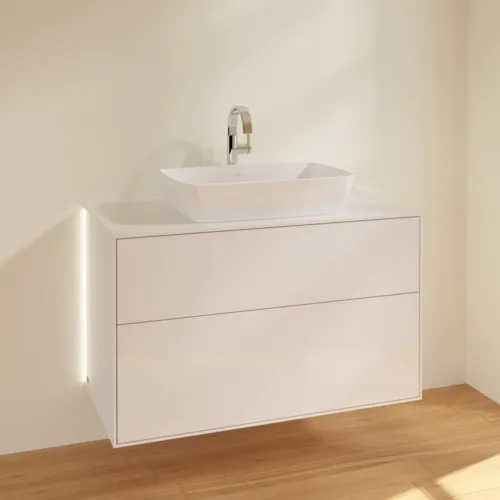 Bild von VILLEROY BOCH Finion Waschbeckenunterschrank, mit Beleuchtung, 2 Auszüge, 1000 x 603 x 501 mm, Glossy White Lacquer / Glass White Matt #G76100GF