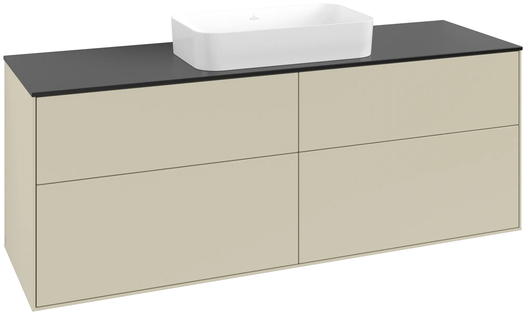 Bild von VILLEROY BOCH Finion Waschbeckenunterschrank, mit Beleuchtung, 4 Auszüge, 1600 x 603 x 501 mm, Silk Grey Matt Lacquer / Glass Black Matt #G73200HJ