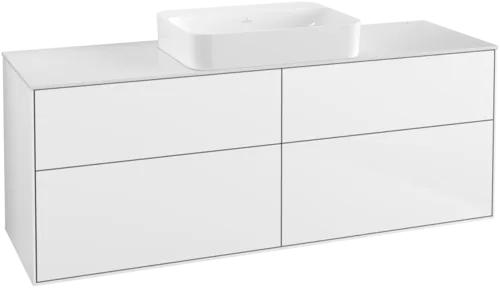 Obrázek VILLEROY BOCH Finion Vanity unit, with lighting, 4 pull-out compartments, 1600 x 603 x 501 mm, Glossy White Lacquer / Glass White Matt #G73100GF