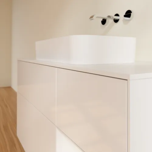 Bild von VILLEROY BOCH Finion Waschbeckenunterschrank, mit Beleuchtung, 3 Auszüge, 1200 x 603 x 501 mm, Glossy White Lacquer / Glossy White Lacquer / Glass White Matt #G711GFGF