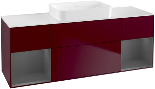 Bild von VILLEROY BOCH Finion Waschbeckenunterschrank, mit Beleuchtung, 4 Auszüge, 1600 x 603 x 501 mm, Peony Matt Lacquer / Anthracite Matt Lacquer / Glass White Matt #G741GKHB
