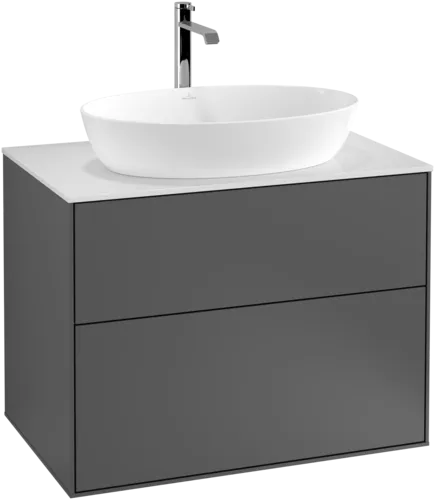 Bild von VILLEROY BOCH Finion Waschbeckenunterschrank, mit Beleuchtung, 2 Auszüge, 800 x 603 x 501 mm, Anthracite Matt Lacquer / Glass White Matt #G75100GK