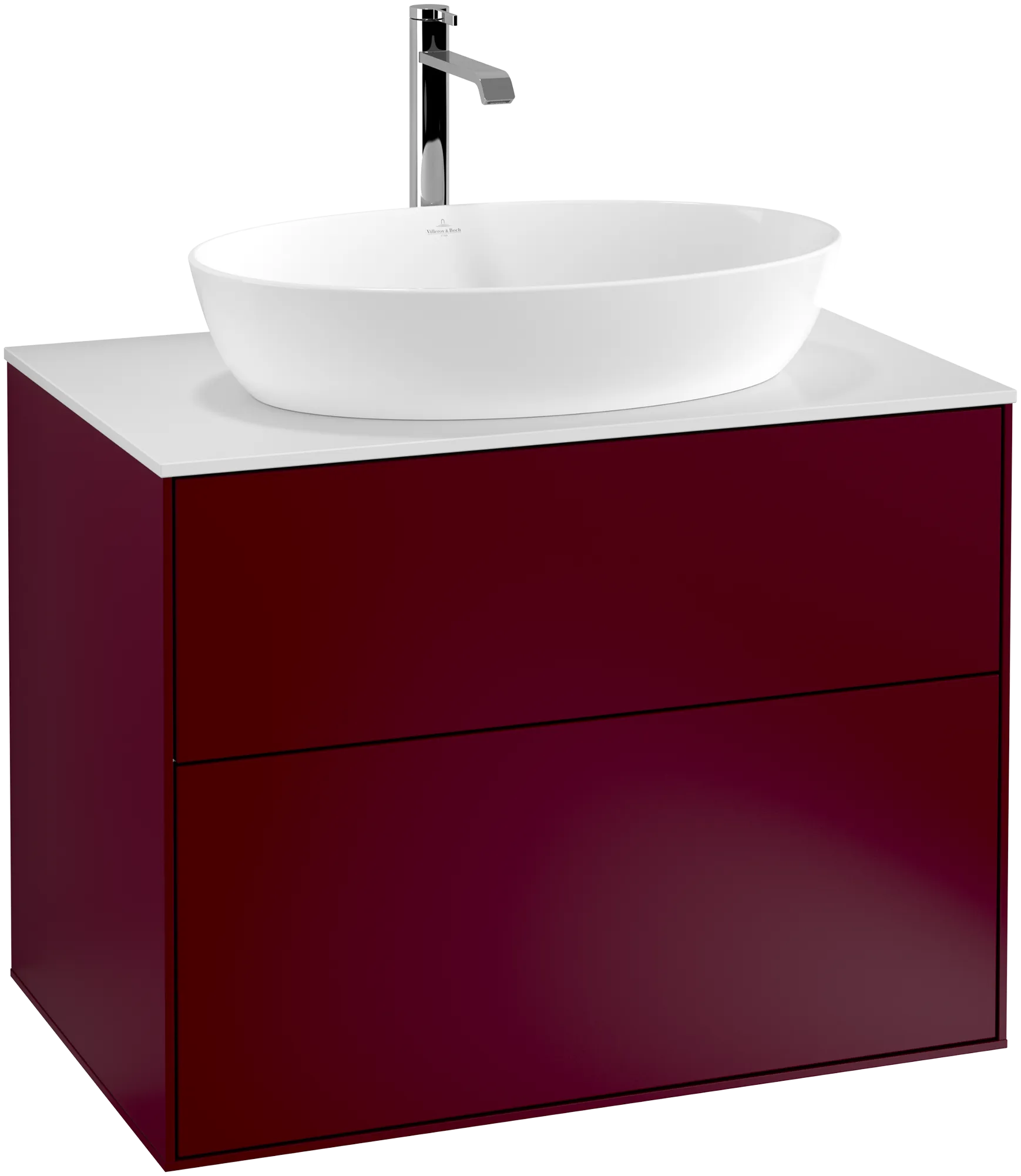 Bild von VILLEROY BOCH Finion Waschbeckenunterschrank, mit Beleuchtung, 2 Auszüge, 800 x 603 x 501 mm, Peony Matt Lacquer / Glass White Matt #G75100HB
