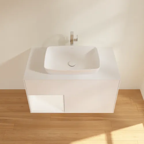 Bild von VILLEROY BOCH Finion Waschbeckenunterschrank, mit Beleuchtung, 2 Auszüge, 1000 x 603 x 501 mm, White Matt Lacquer / White Matt Lacquer / Glass White Matt #G771MTMT