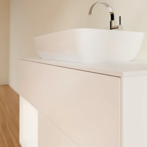 Bild von VILLEROY BOCH Finion Waschbeckenunterschrank, mit Beleuchtung, 2 Auszüge, 1000 x 603 x 501 mm, White Matt Lacquer / White Matt Lacquer / Glass White Matt #G771MTMT