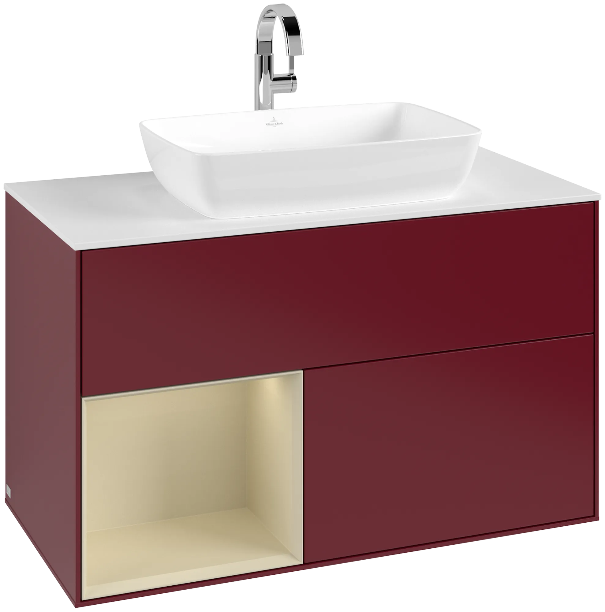 Bild von VILLEROY BOCH Finion Waschbeckenunterschrank, mit Beleuchtung, 2 Auszüge, 1000 x 603 x 501 mm, Peony Matt Lacquer / Silk Grey Matt Lacquer / Glass White Matt #G771HJHB