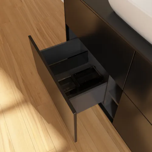 Bild von VILLEROY BOCH Finion Waschbeckenunterschrank, mit Beleuchtung, 4 Auszüge, 1200 x 603 x 501 mm, Black Matt Lacquer / Glass Black Matt #G79200PD