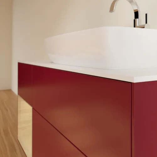 Bild von VILLEROY BOCH Finion Waschbeckenunterschrank, mit Beleuchtung, 3 Auszüge, 1200 x 603 x 501 mm, Peony Matt Lacquer / Oak Veneer / Glass White Matt #G801PCHB