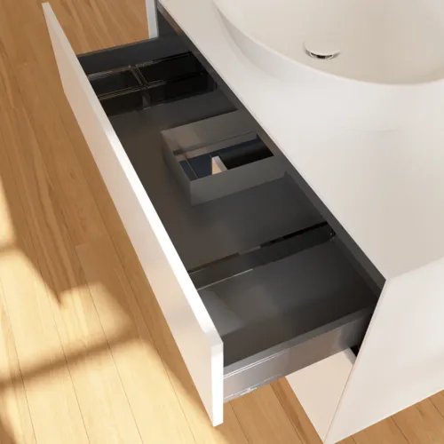 Obrázek VILLEROY BOCH Finion Vanity unit, with lighting, 2 pull-out compartments, 1000 x 603 x 501 mm, White Matt Lacquer / Midnight Blue Matt Lacquer / Glass White Matt #GA11HGMT
