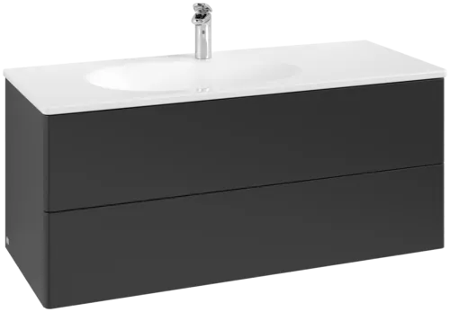 Bild von VILLEROY BOCH Antao Waschbeckenunterschrank, 2 Auszüge, 1188 x 504 x 493 mm, Front ohne Struktur, Black Matt Lacquer #K06000PD