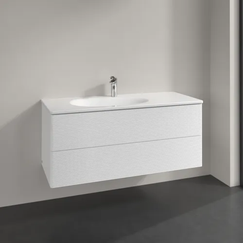 Bild von VILLEROY BOCH Antao Waschbeckenunterschrank, 2 Auszüge, 1188 x 504 x 493 mm, Front mit Struktur, White Matt Lacquer #K06100MT
