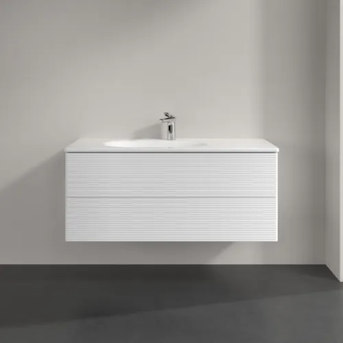 Bild von VILLEROY BOCH Antao Waschbeckenunterschrank, 2 Auszüge, 1188 x 504 x 493 mm, Front mit Struktur, White Matt Lacquer #K06100MT