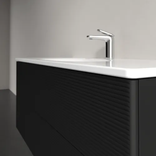 Obrázek VILLEROY BOCH Toaletní skříňka Antao, 2 výsuvy, 1188 x 504 x 492 mm, přední strana s konstrukcí, černý matný lak #K06100PD