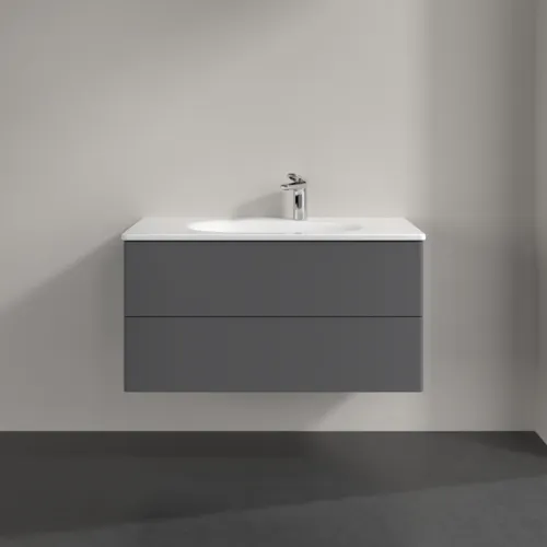 Bild von VILLEROY BOCH Antao Waschbeckenunterschrank, 2 Auszüge, 988 x 504 x 496 mm, Front ohne Struktur, Anthracite Matt Lacquer #K05000GK