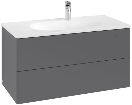 Bild von VILLEROY BOCH Antao Waschbeckenunterschrank, 2 Auszüge, 988 x 504 x 496 mm, Front ohne Struktur, Anthracite Matt Lacquer #K05000GK