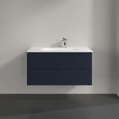 Picture of VILLEROY BOCH Antao Vanity unit, 2 pull-out compartments, 988 x 504 x 496 mm, Front with grain texture, Midnight Blue Matt Lacquer #K05100HG