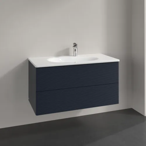 Picture of VILLEROY BOCH Antao Vanity unit, 2 pull-out compartments, 988 x 504 x 496 mm, Front with grain texture, Midnight Blue Matt Lacquer #K05100HG