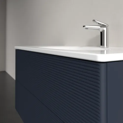 Picture of VILLEROY BOCH Antao Vanity unit, 2 pull-out compartments, 988 x 504 x 496 mm, Front with grain texture, Midnight Blue Matt Lacquer #K05100HG