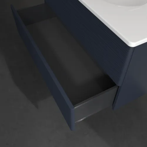 Picture of VILLEROY BOCH Antao Vanity unit, 2 pull-out compartments, 988 x 504 x 496 mm, Front with grain texture, Midnight Blue Matt Lacquer #K05100HG