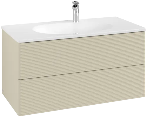 Bild von VILLEROY BOCH Antao Waschbeckenunterschrank, 2 Auszüge, 988 x 504 x 496 mm, Front mit Struktur, Silk Grey Matt Lacquer #K05100HJ