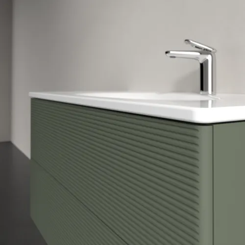Picture of VILLEROY BOCH Antao Vanity unit, 2 pull-out compartments, 988 x 504 x 496 mm, Front with grain texture, Leaf Green Matt Lacquer #K05100HL